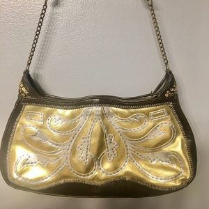 Mixed metals shoulder bag